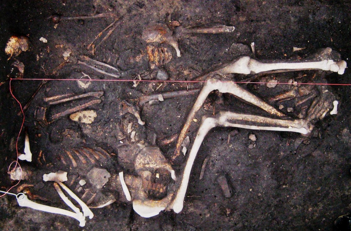 A sample: Original photograph of the triple-inhumation regarding the three male soldiers (Brandenburg, Germany), is dated to the Thirty Years' War (1618-1648).
Credit: Seifert et al.