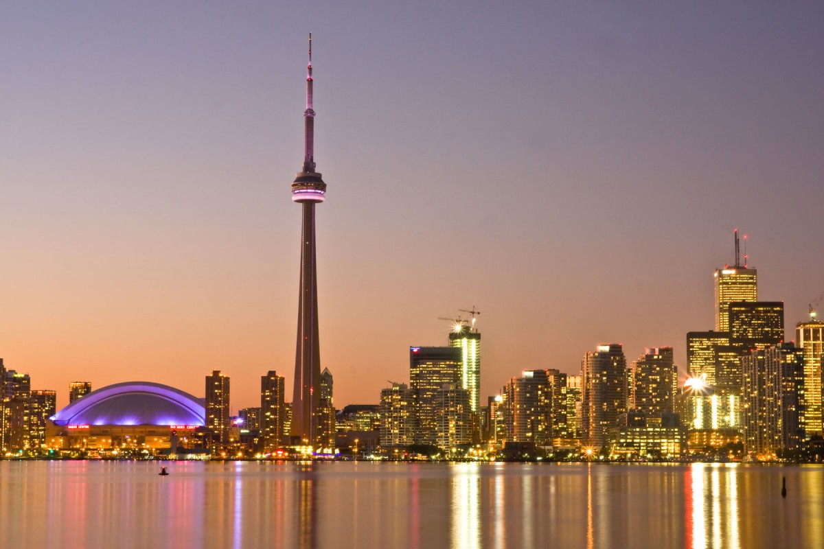 Toronto at dusk.