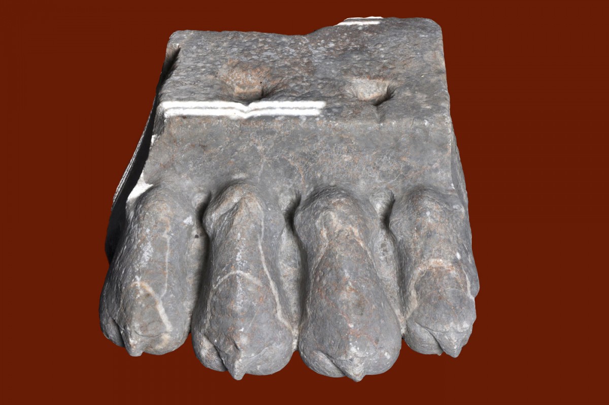 Fig. 12. Base of jamb shaped like a lion’s foot. Emporio, HarbourSanctuary, 5th c. BC.