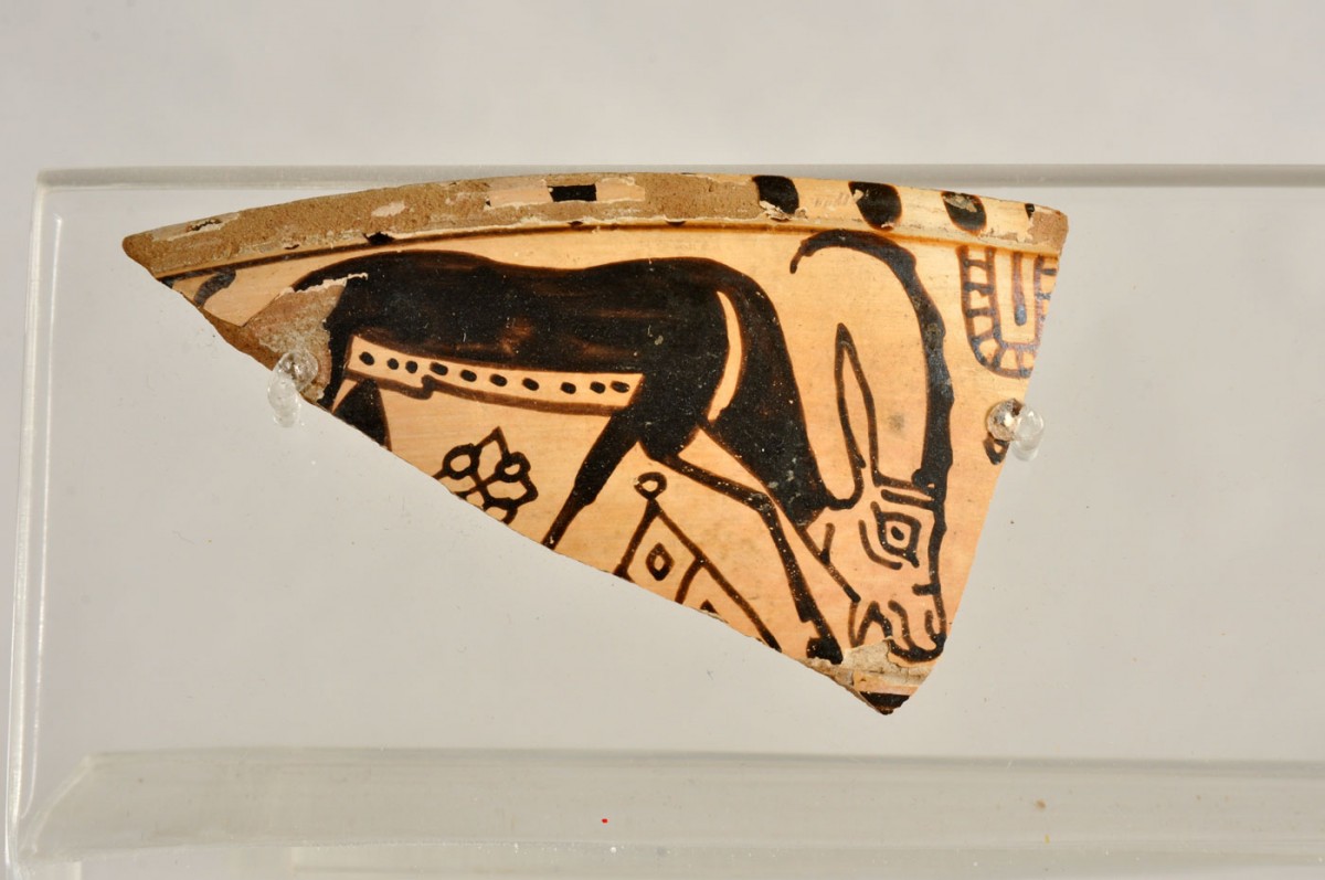 Fig. 18. Shard of a kylix in the Wild Goat style, 630-600 BC.