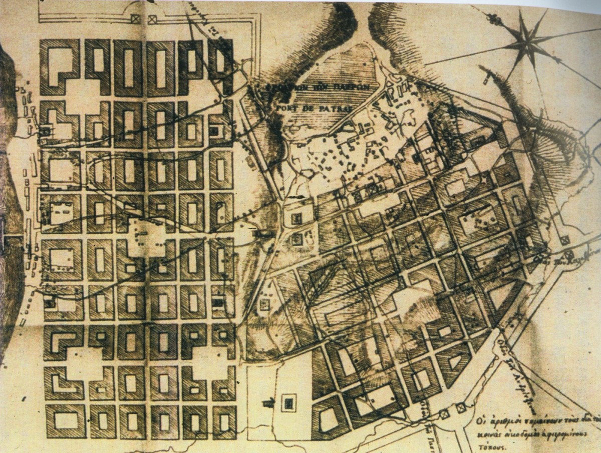 Fig. 12. Stamatis Voulgaris urban plan of the city of Patras in 1829.