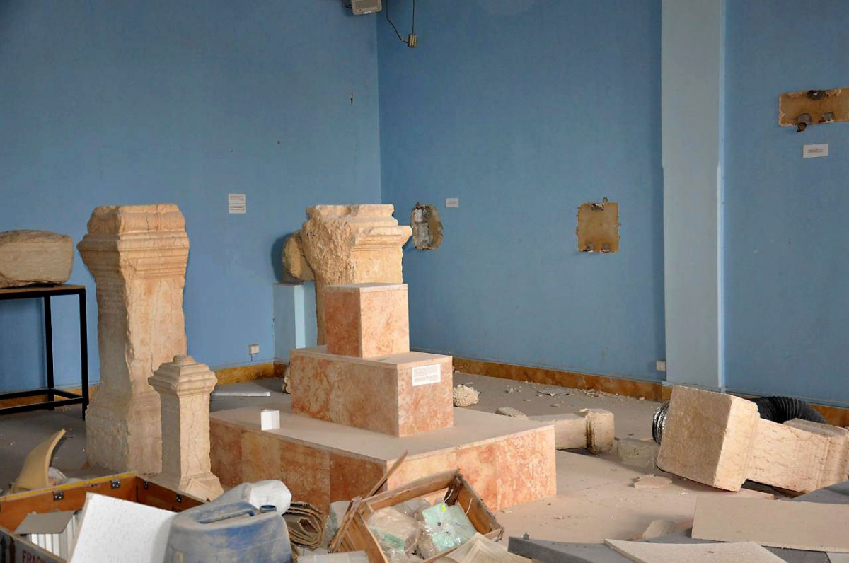 The amount of destruction found inside the archaeological area in the historic Syrian town of Palmyra was similar to what experts have expected but the shock came Monday, March 27, 2016 from inside the local museum where the extremists have caused wide damage demolishing invaluable statues that were torn to pieces. Photo Credit: SANA via AP/Concord Monitor.