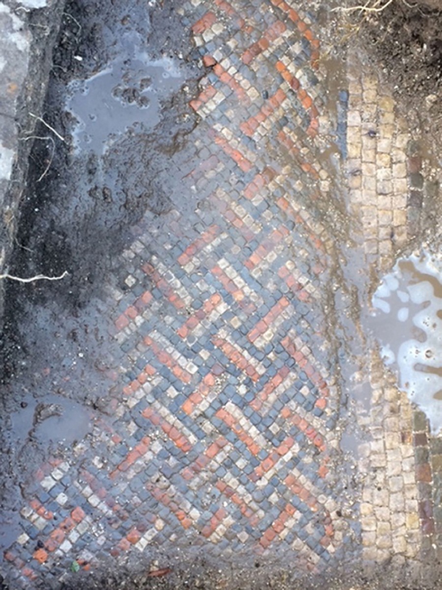 A view of the Mosaic found at the Wiltshire home. Photo Credit: Wiltshire Archaeological Service.