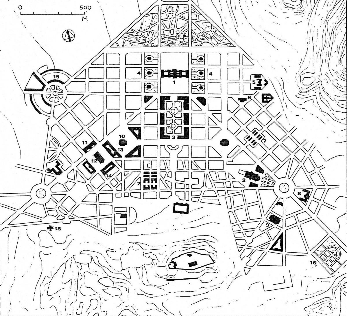 Fig. 2. Plan by Stamatis Kleanthis and Eduard Schaubert (re designed by D. Roubien). See legends of figures.