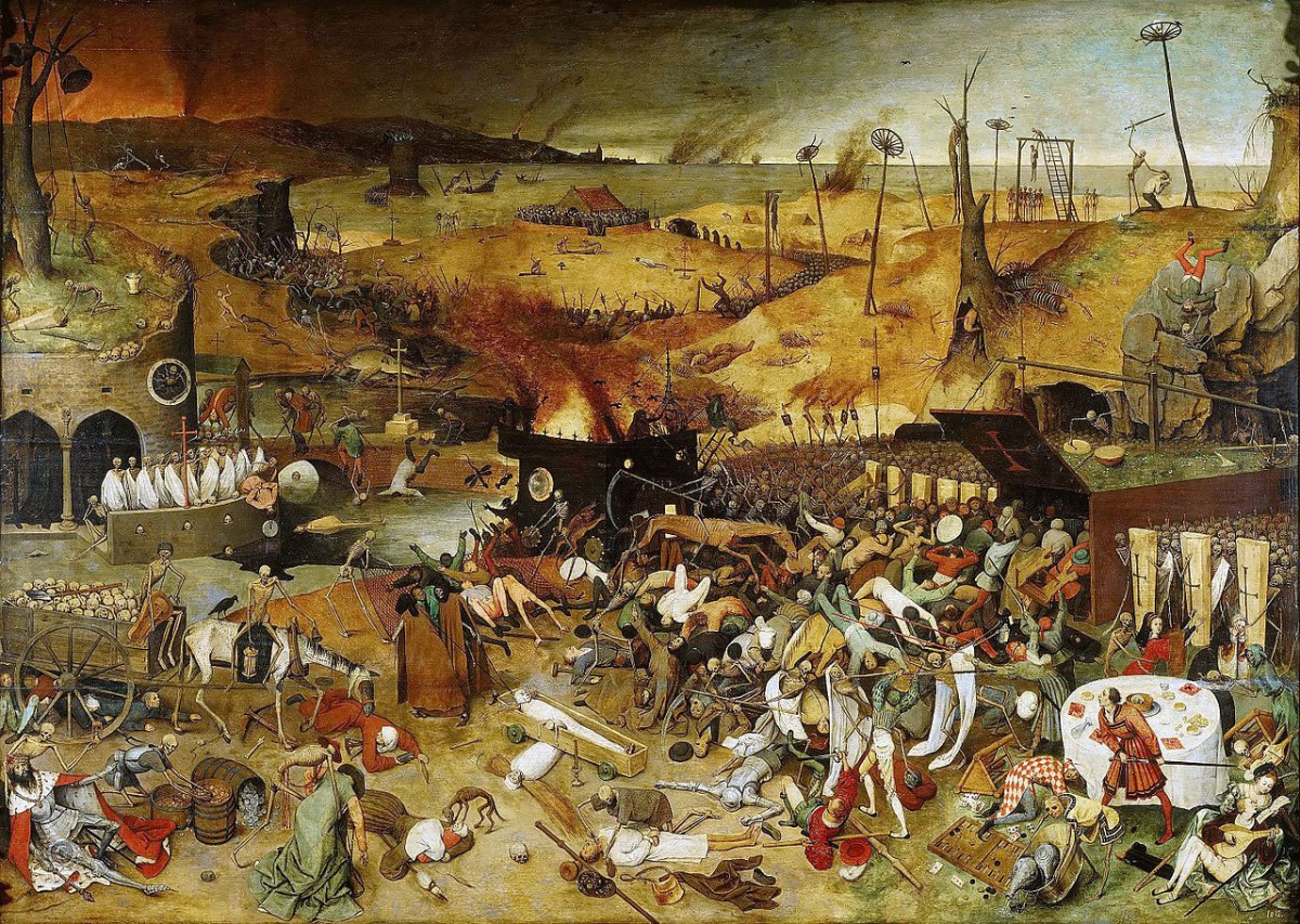 The Triumph of Death. Painting by Pieter Bruegel the Elder in 1562 that reflects on the ever-present threat of death in medieval Europe brought on by the Black Death. 