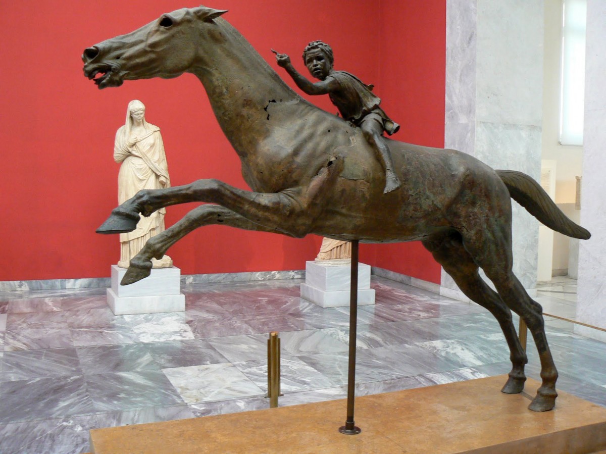 Fig. 5. The marvelous bronze statue of the horse with its young African rider (National Archaeological Museum, Athens).