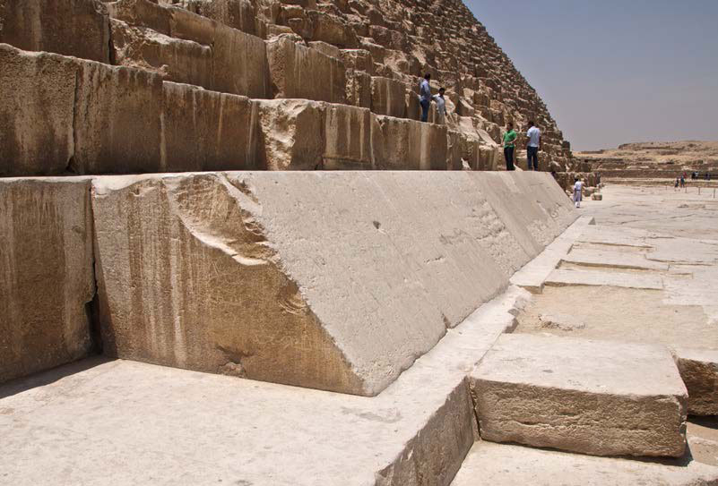 The Great Pyramid was originally covered in casing stones, though just a few survive today (and are shown here).
Photo Credit: Mark Lehner/Live Science.