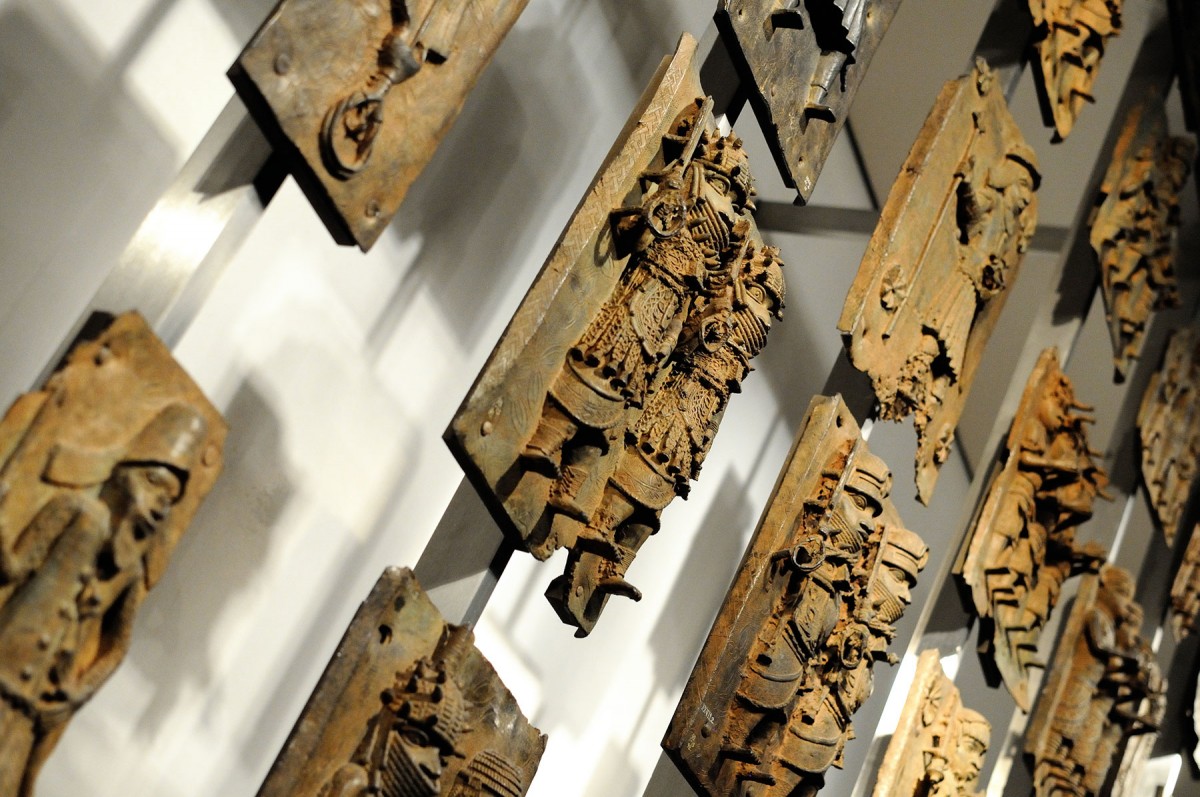 A display of Benin Bronzes at the British Museum.