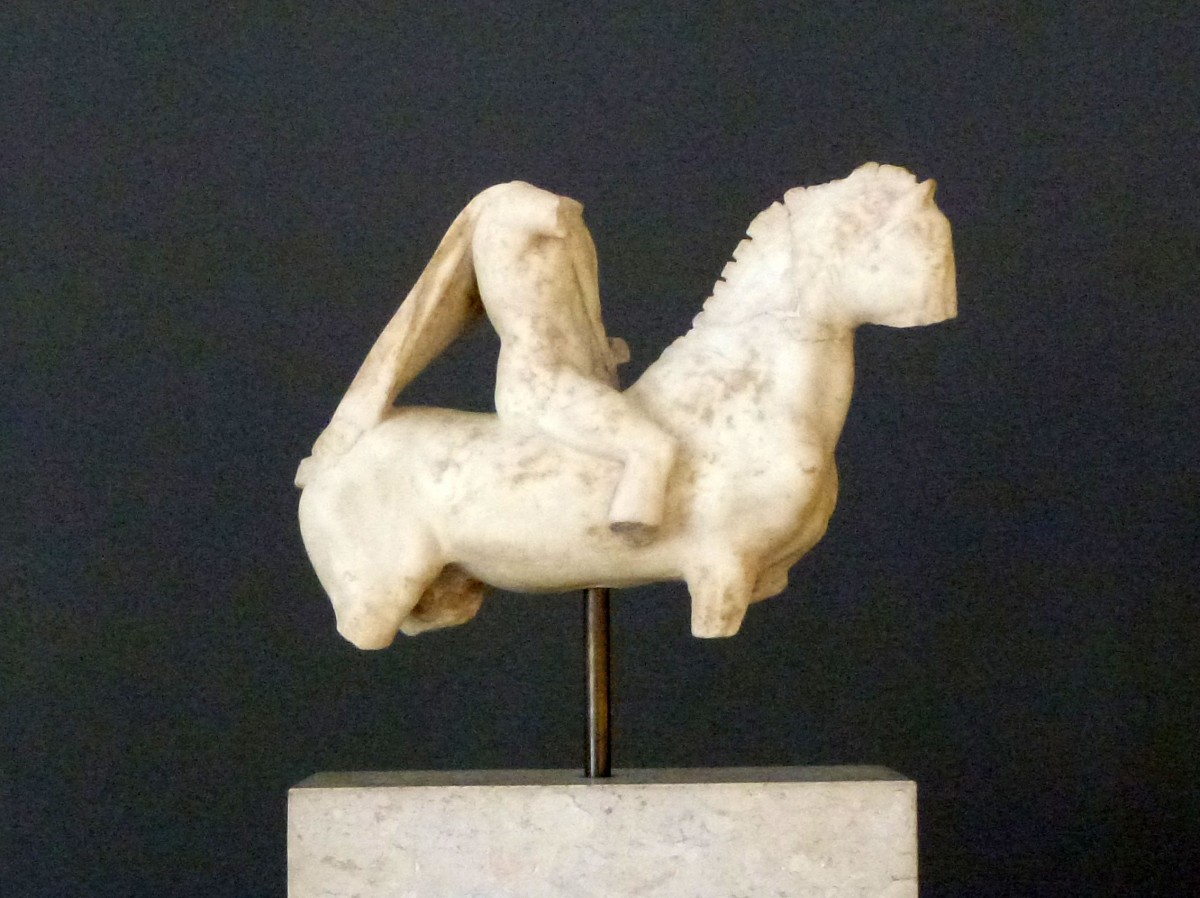 Marble statuette of a horseman