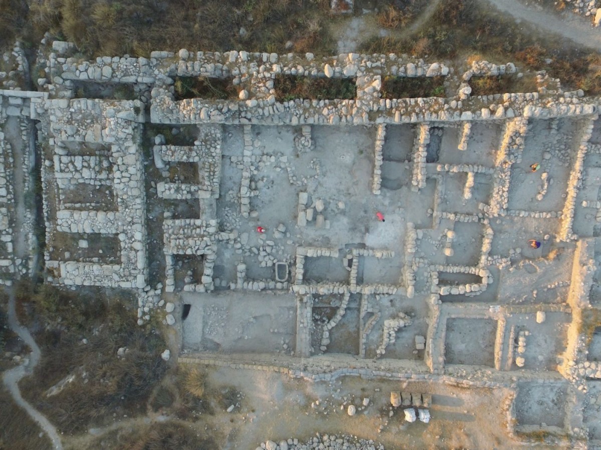 Aerial view of the palatial building found in ancient Gezer, which archaeologists have tentatively dated to King Solomon's time. Tel Gezer Excavation Project, Steven M. Ortiz