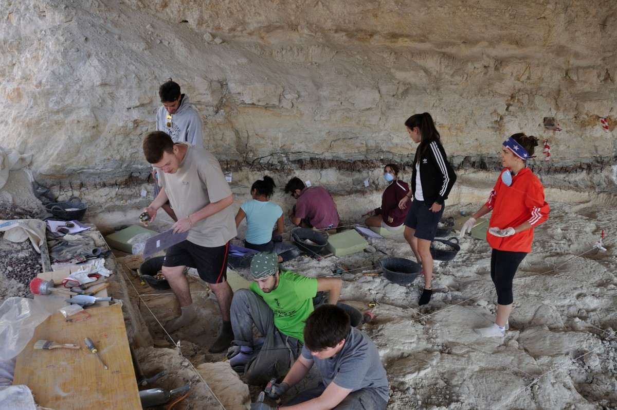The researchers during the last excavation campaign at Barranco León site in Orce (Granada).
