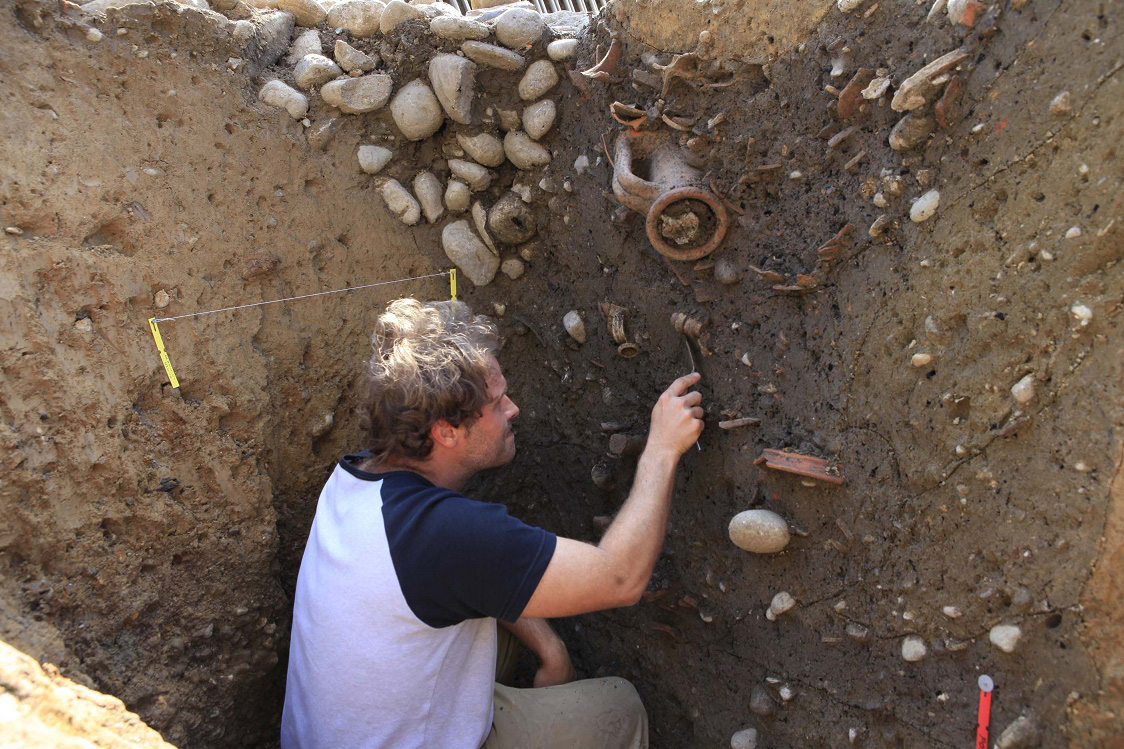 The pit where the pot was found. Credit: Aargau Canton Archaeology Department.