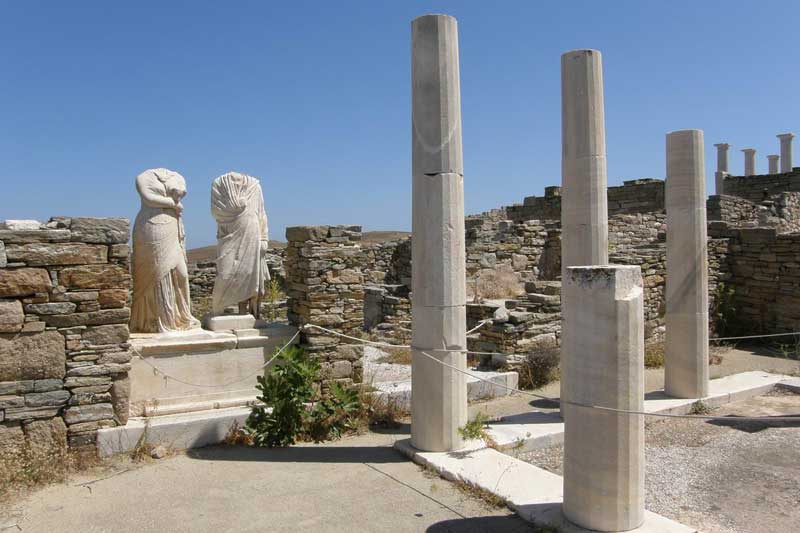 View of the archaeological site of Delos. 