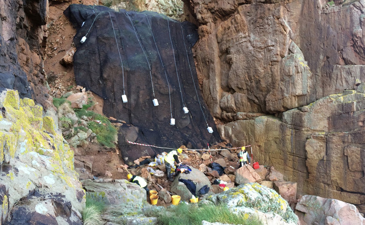 Archaeologists on site at La Cotte. Credit: Dr Sarah Duffy