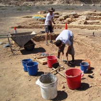 A human skeleton found in a well of the Pafos Agora