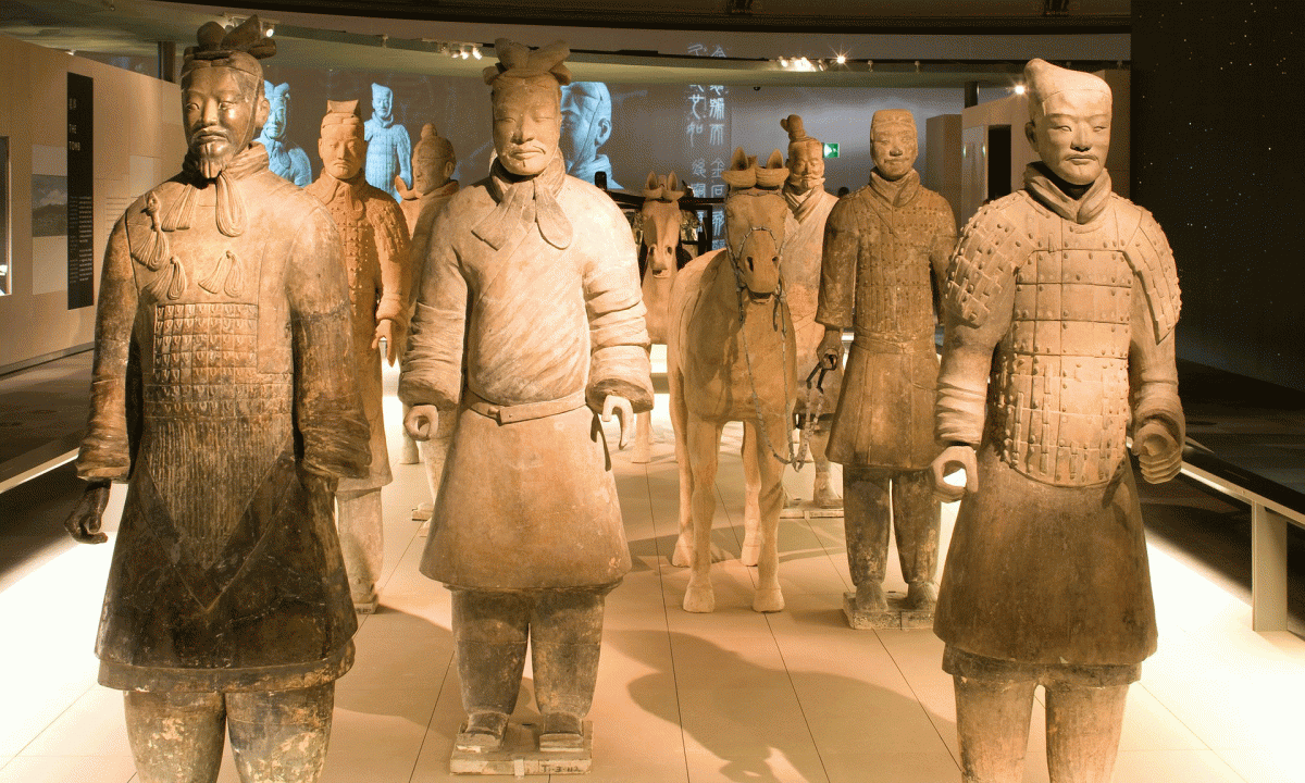 Some of the terracotta warriors on display at the British Museum in 2007. Photo Credit: Alamy/The Guardian.