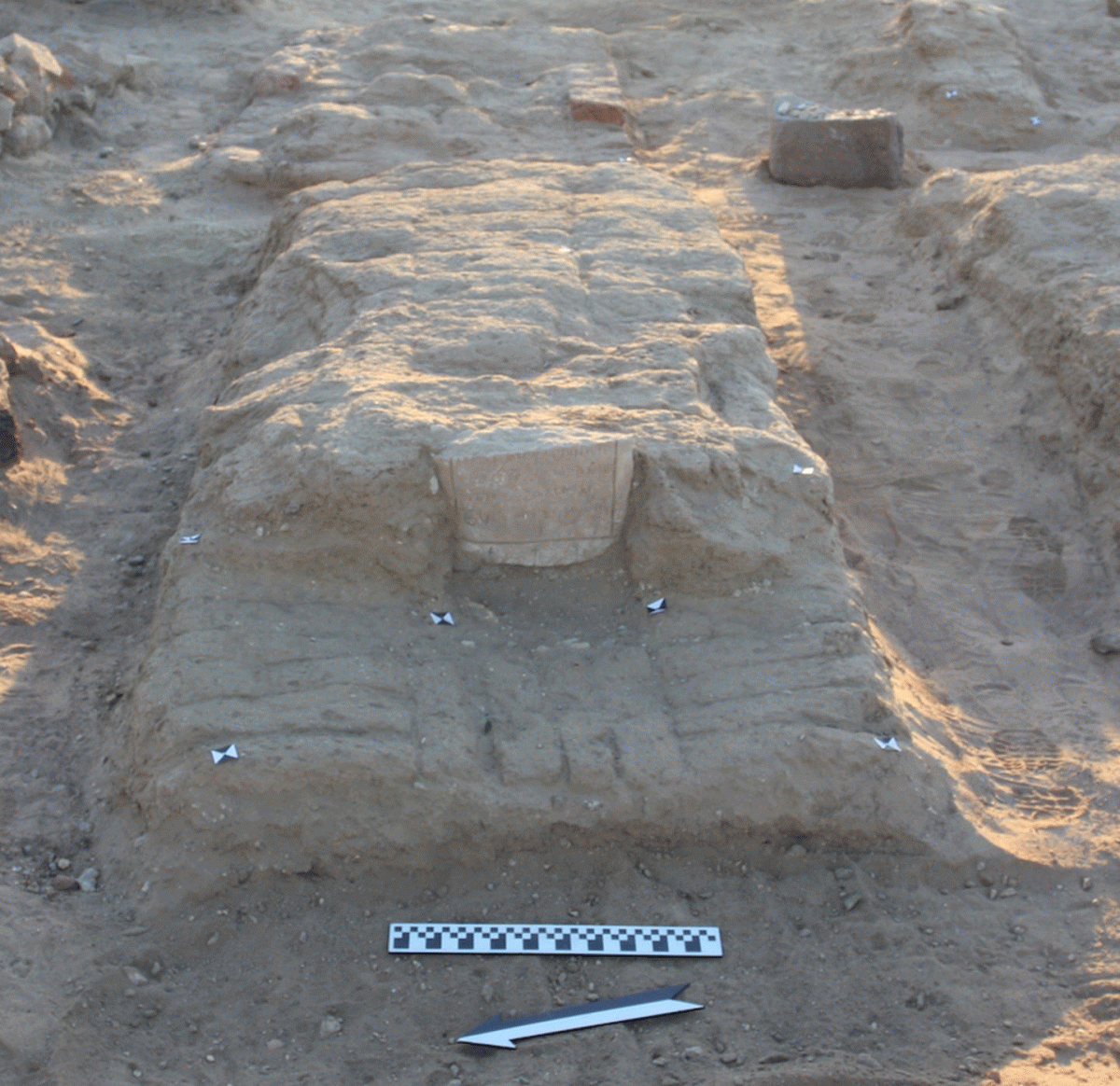 This photo shows one of the stone structures with a tombstone located above the surface of a burial. The tombstones are written in either Greek or Coptic. Photo Credit: LiveScience/Artur Obluski.