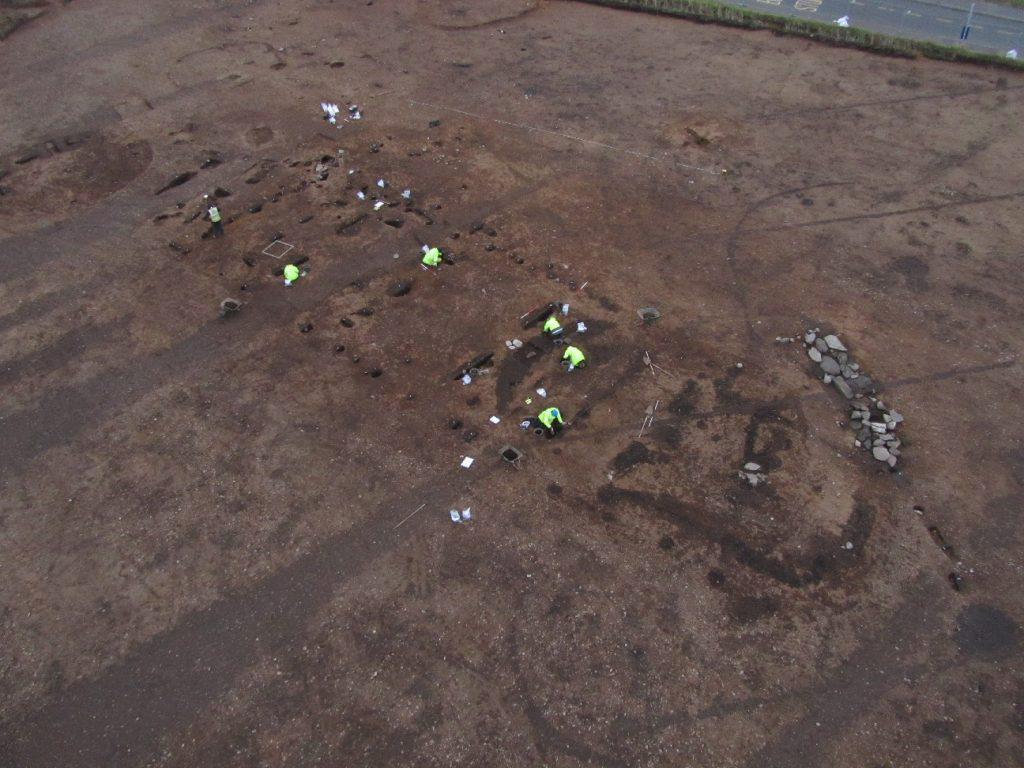 Aerial shot of the Neolithic Hall revealed at Carnoustie © GUARD Archaeology Ltd