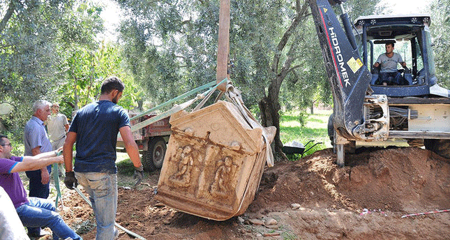 In September 2016 archaeological teams carried out work after the discovery of a tomb in Bursa province. Photo Credit: Daily Sabah/DHA.