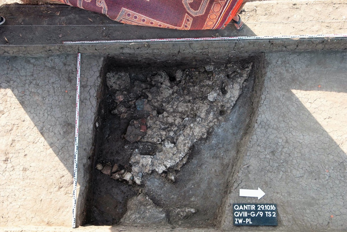 The mortar pit with footprints. Photos courtesy of the Pi-Ramesses mission