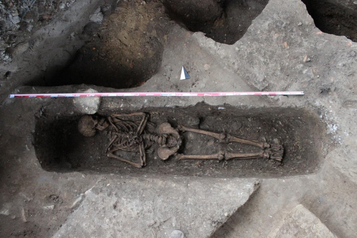 In November 2016, a skeleton with its hands folded in prayer was unearthed – the first documented European burial from the 17th century in the Asia-Pacific Region. Credit: University of Konstanz.