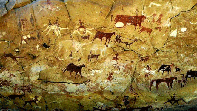 The artworks depict everyday scenes from thousands of years ago. Photo Credit: David Stanley/BBC,