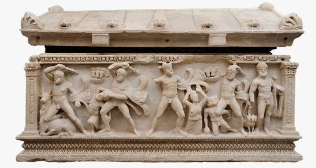 The marble sarcophagus depicts the Twelve Labours of Hercules. Photo Credit: Daily Sabah. 