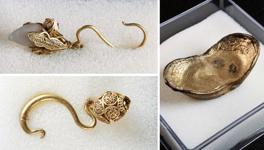 Archaeologists retrieved valuable pieces of jewellery and ingots from the riverbed. Photo Credit: Chinese Museums Association Exhibition Exchange Platform.