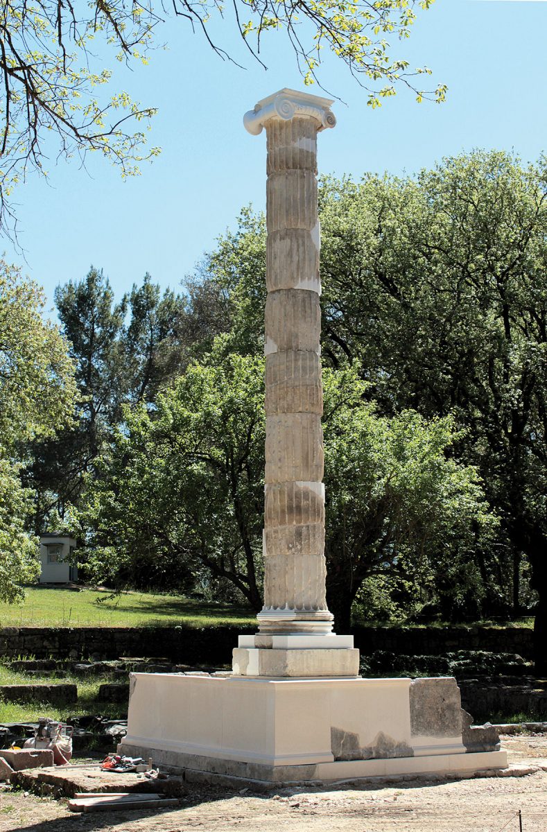 The north column of the Ptolemaic votive monument at Olympia. Photo: Brigitta Eder.