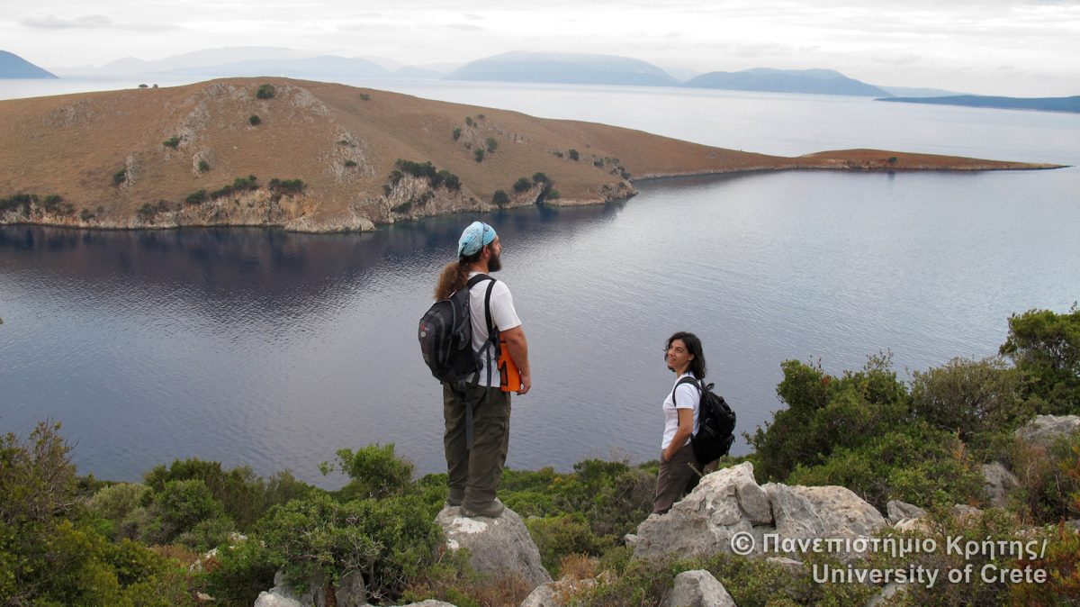 Fig. 11. With George Iliopoulos gazing across from south Meganisi towards Kythros and the islands of the Inner Ionian Archipelago. Some of these were connected with each other when the sea level dropped.