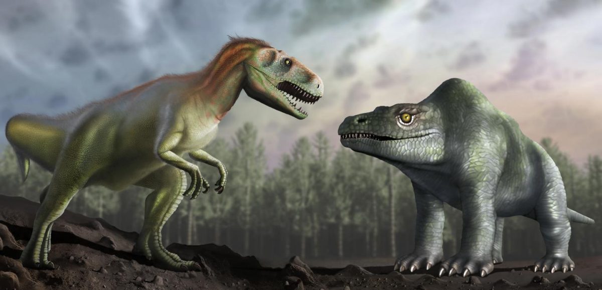 Artist’s impression of how Victorian Palaeontologists thought the Megalosaurus looked (right) is compared with how we now understand it to have looked (left). Credit: University of Warwick/Mark Garlick 