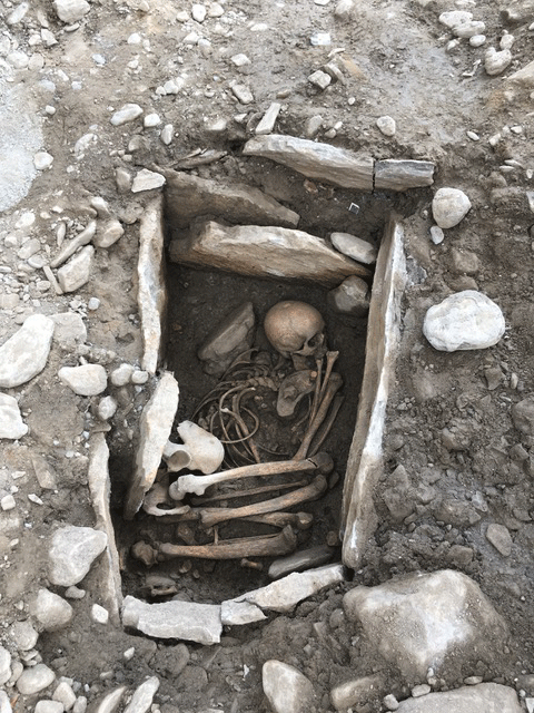 Burial found at the site. Photo Credit: Valais Archaeological Service.