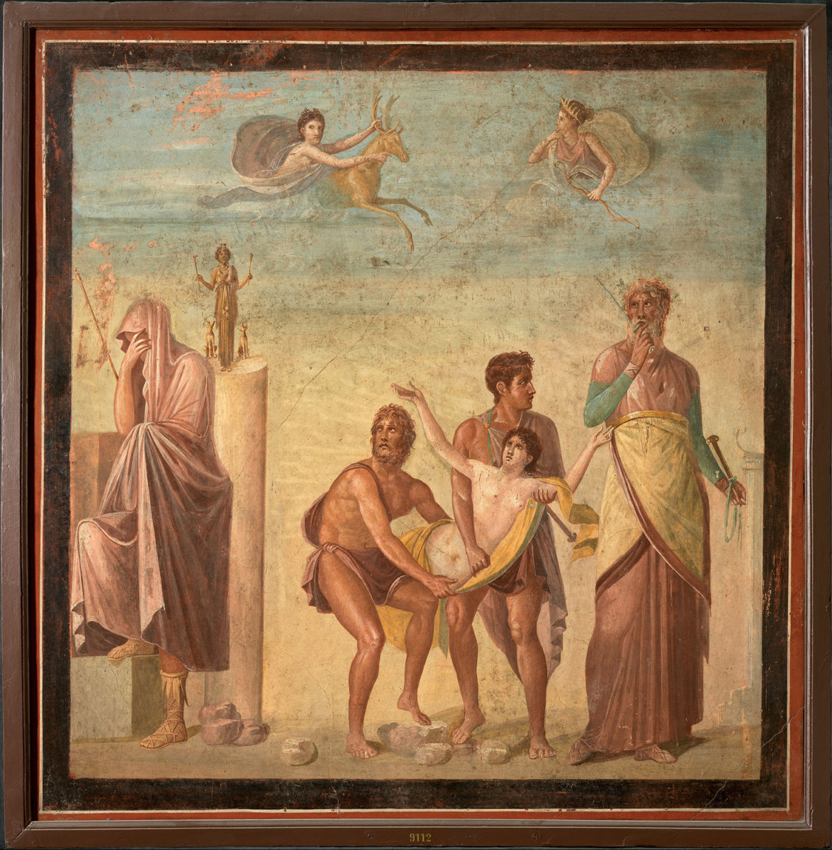 Wall painting with scene from the sacrifice of Iphigeneia. ca. 62–79 AD. Pompeii, Casa del Poeta Tragico. Napoli, Museo Archeologico Nazionale.