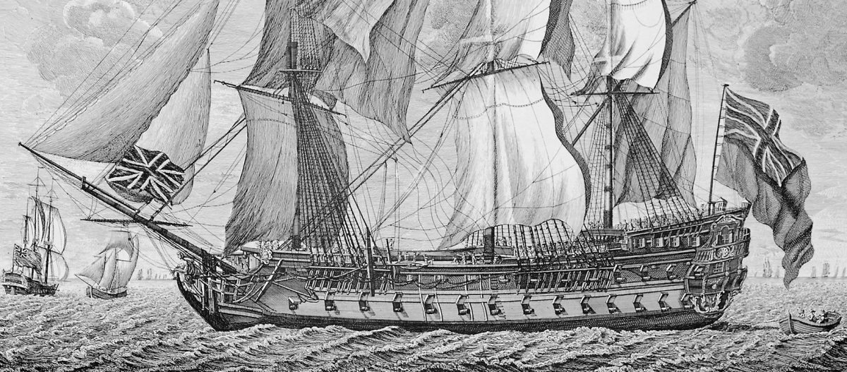 An engraving, published in 1751, illustrates the Invincible after her capture and subsequent fitting out for service in the Royal Navy.