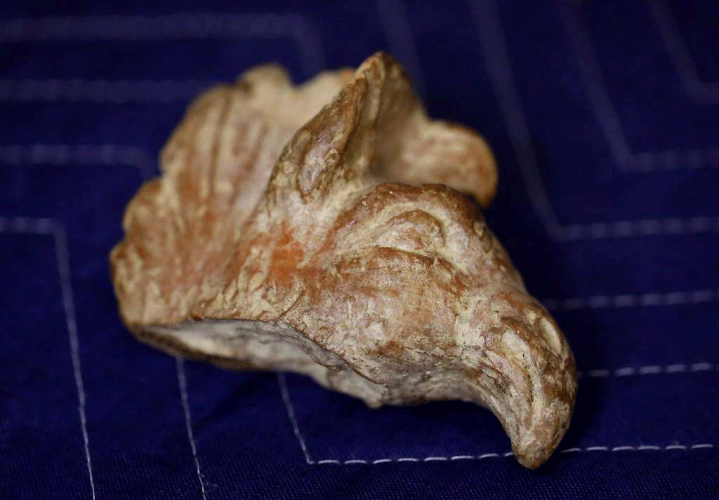 A ceramic bird head fragment from an unknown date or origin is an example of an artefact that was determined to be not of museum quality pictured at The Mexican Museu. Photo Credit: Leah Millis, The Chronicle/SF Gate.