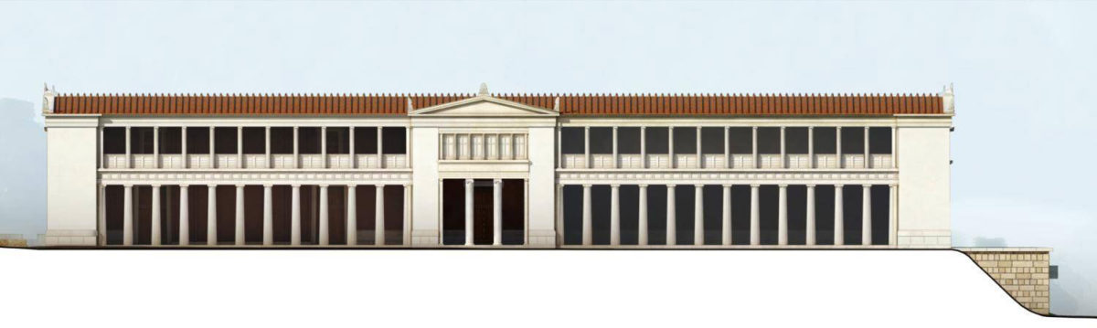 Drawing restoration of the Aigai palace façade.