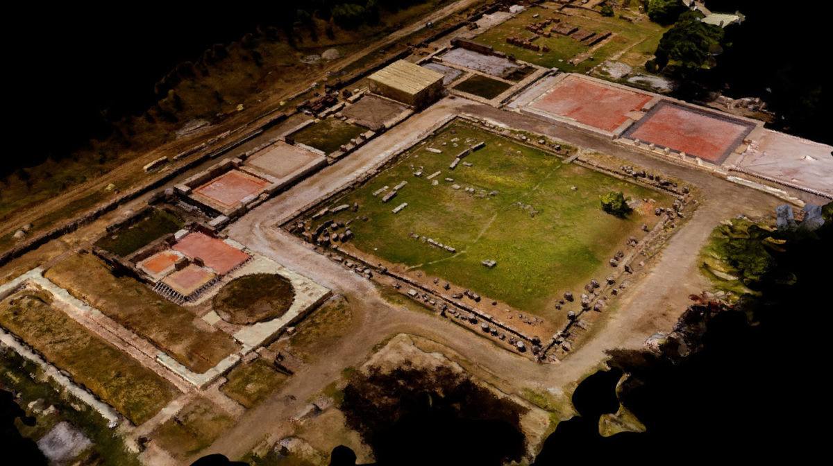 Snapshot of the three dimensional mapping of the archaeological site of the palace.