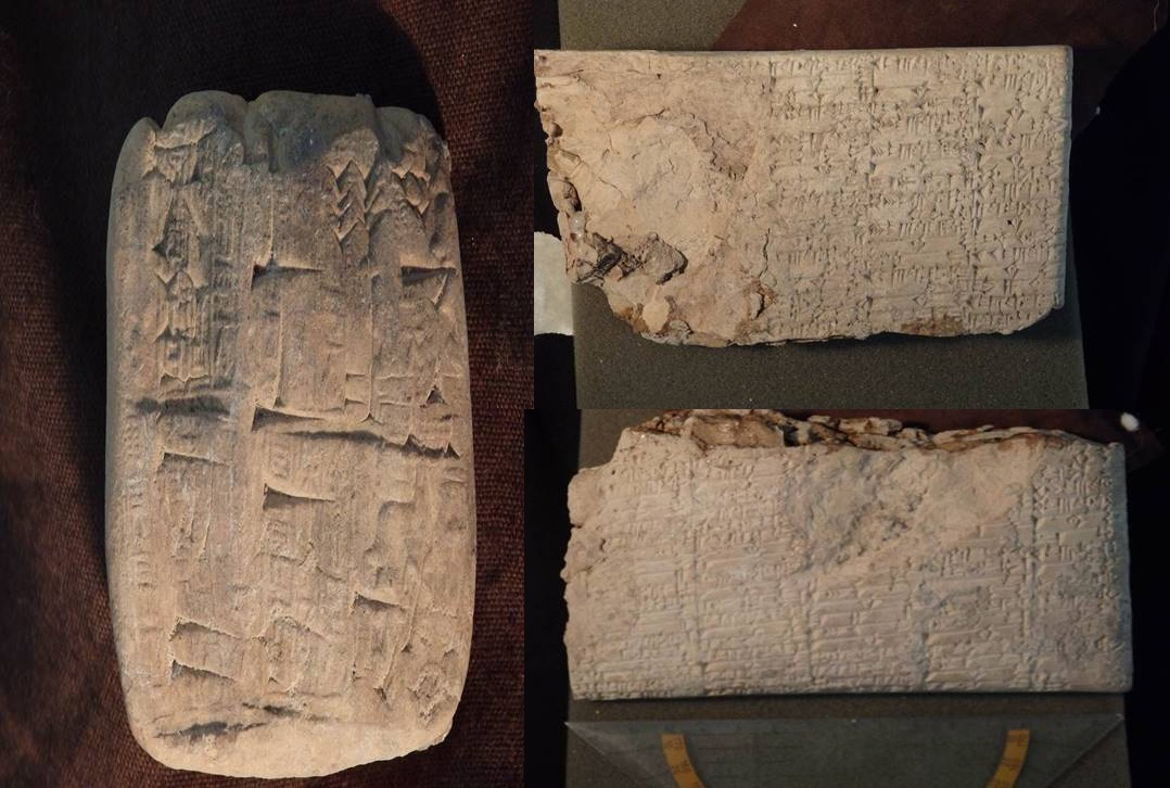 Cuneiform tablets labeled as “samples”. 