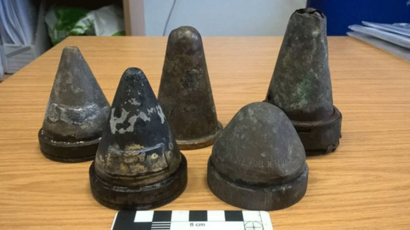 A number of WW2 fuse caps were also found Photo Credit: MOD/BBC. 