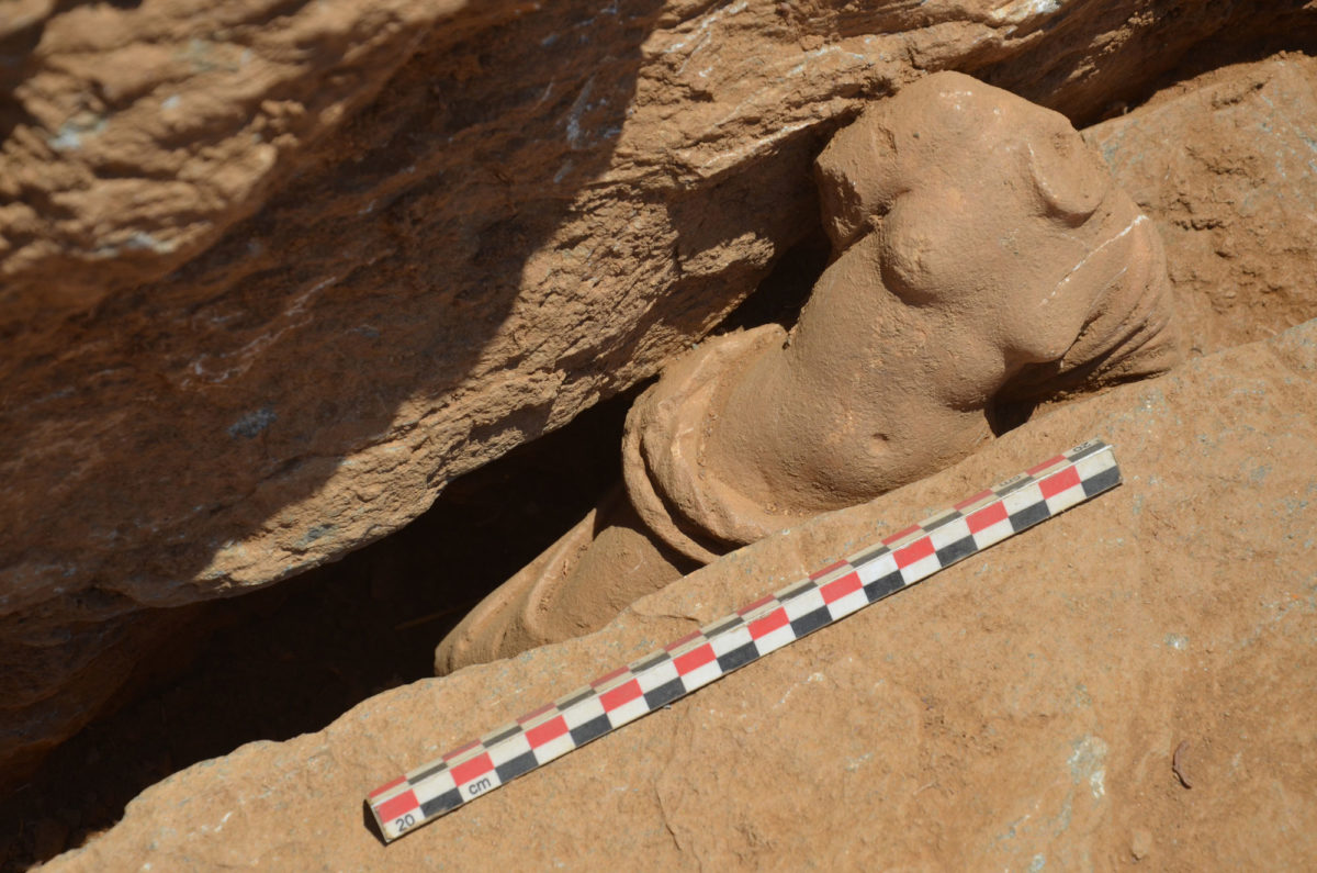 Fig. 13a. Marble statuette of a semi-nude Aphrodite in situ.