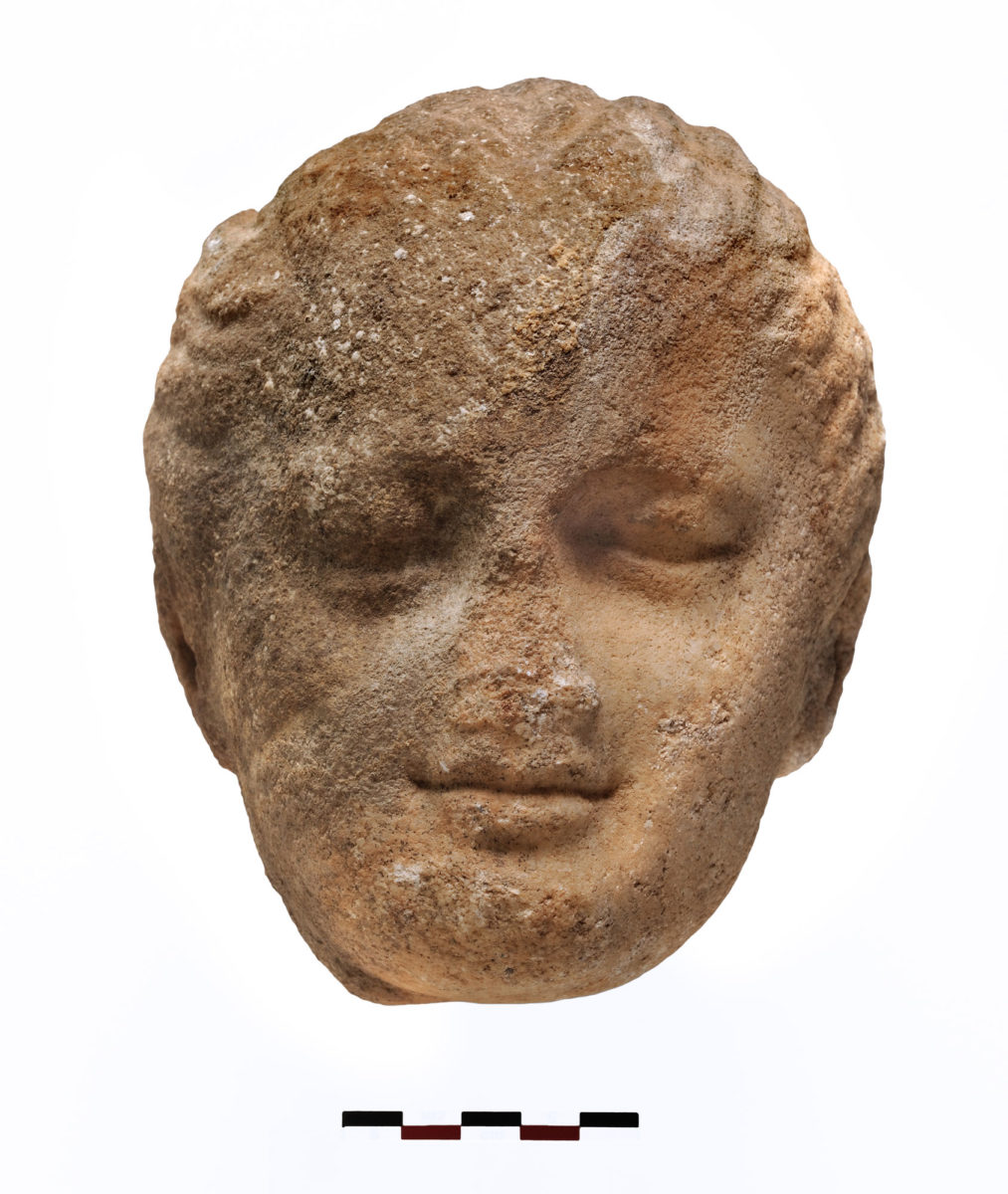 Fig. 6. Marble head of a girl found inside the cistern. Photo Credit: Kostas Xenikakis. 