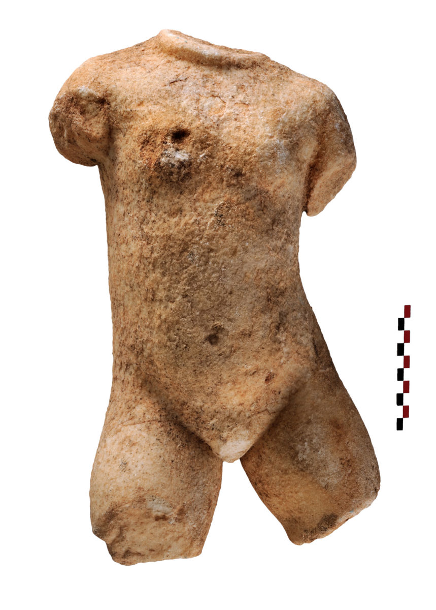 Fig. 8. Marble torso of a naked boy found inside the cistern. Photo Credit: Kostas Xenikakis. 