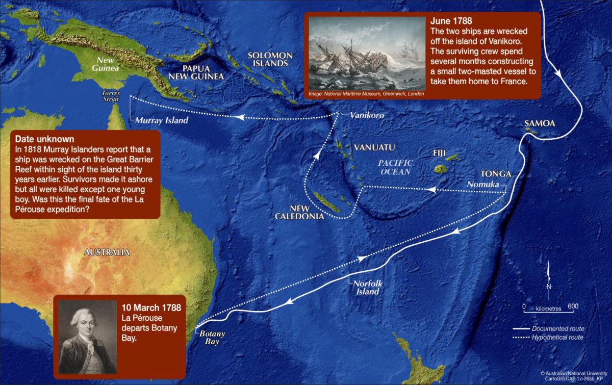 This is a map of the proposed final fate of La Perouse. Credit: ANU