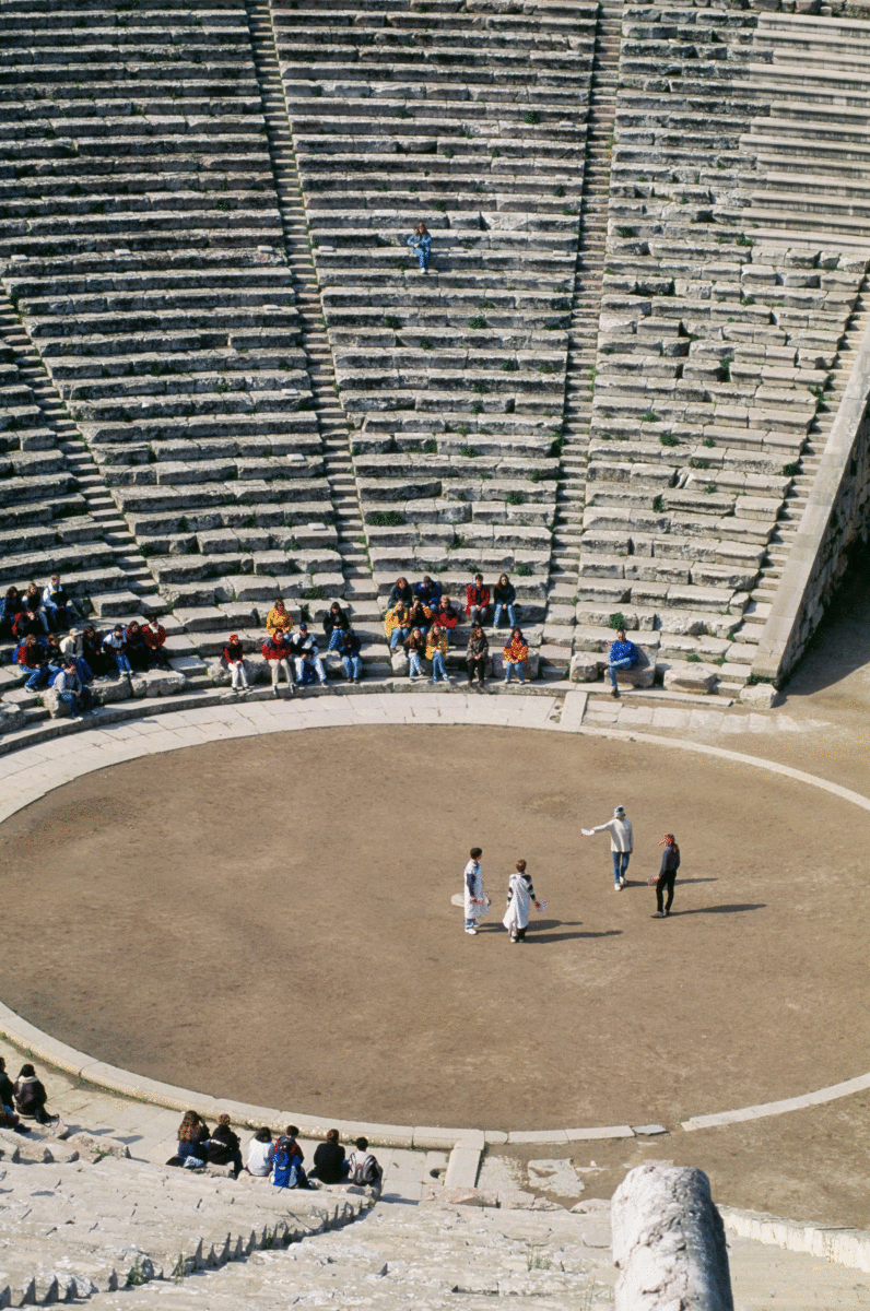 Epidaurus. Ancient Greeks might have used all manner of devices to amplify sound, including placing hollow vessels at strategic locations. Photo Credit: DEA/S. VANNINI/De Agostini/Getty Images/The Guardian.