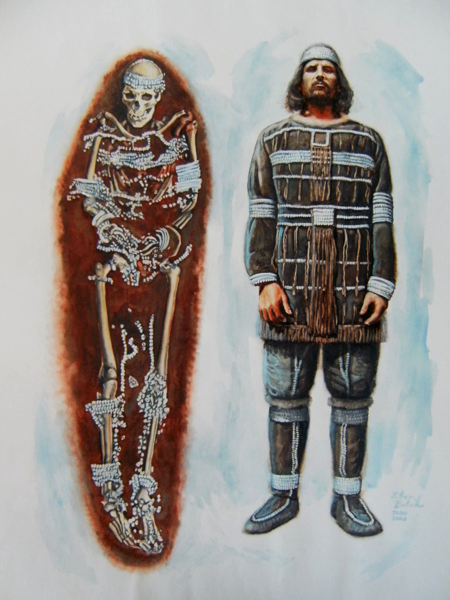 Illustrations of the Sunghir burials. Illustration: Libor Balák, Anthropark.