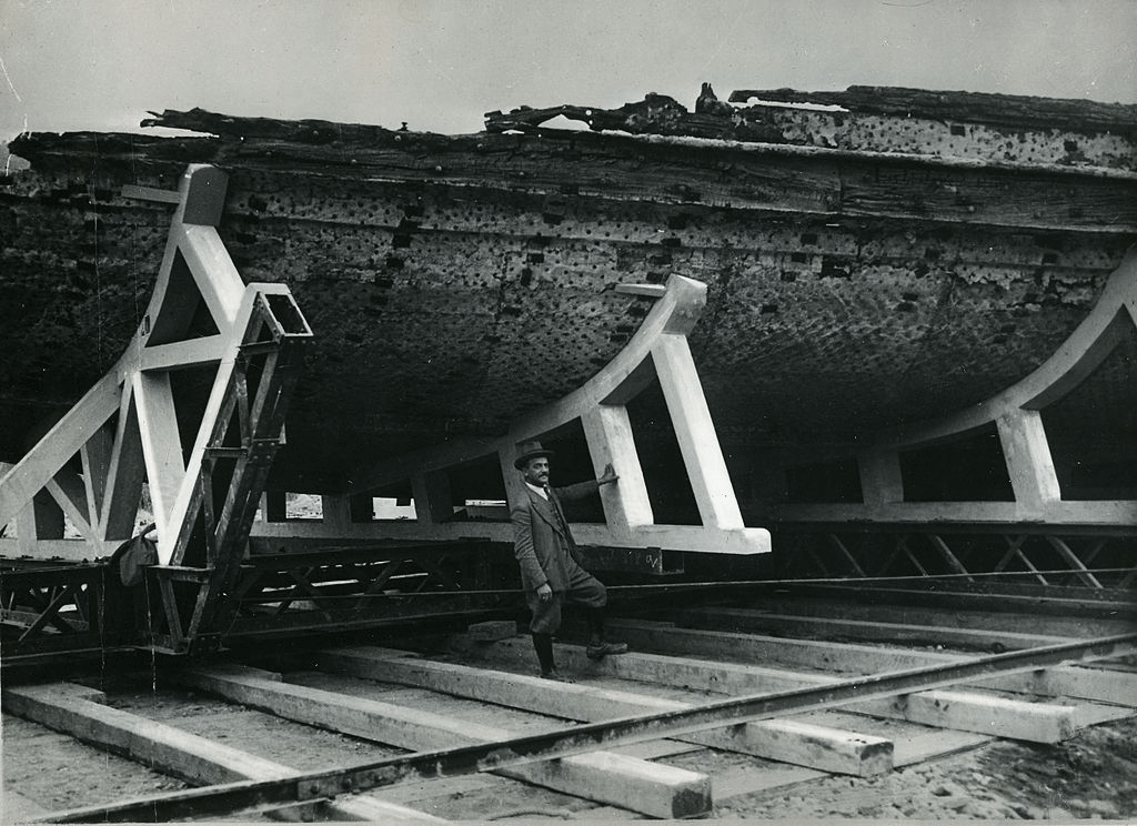 One of Caligula's ships, recovered from Lake Nemi in 1928. Photo Credit: Museo della scienza e della tecnologia Leonardo da Vinci/The Local.