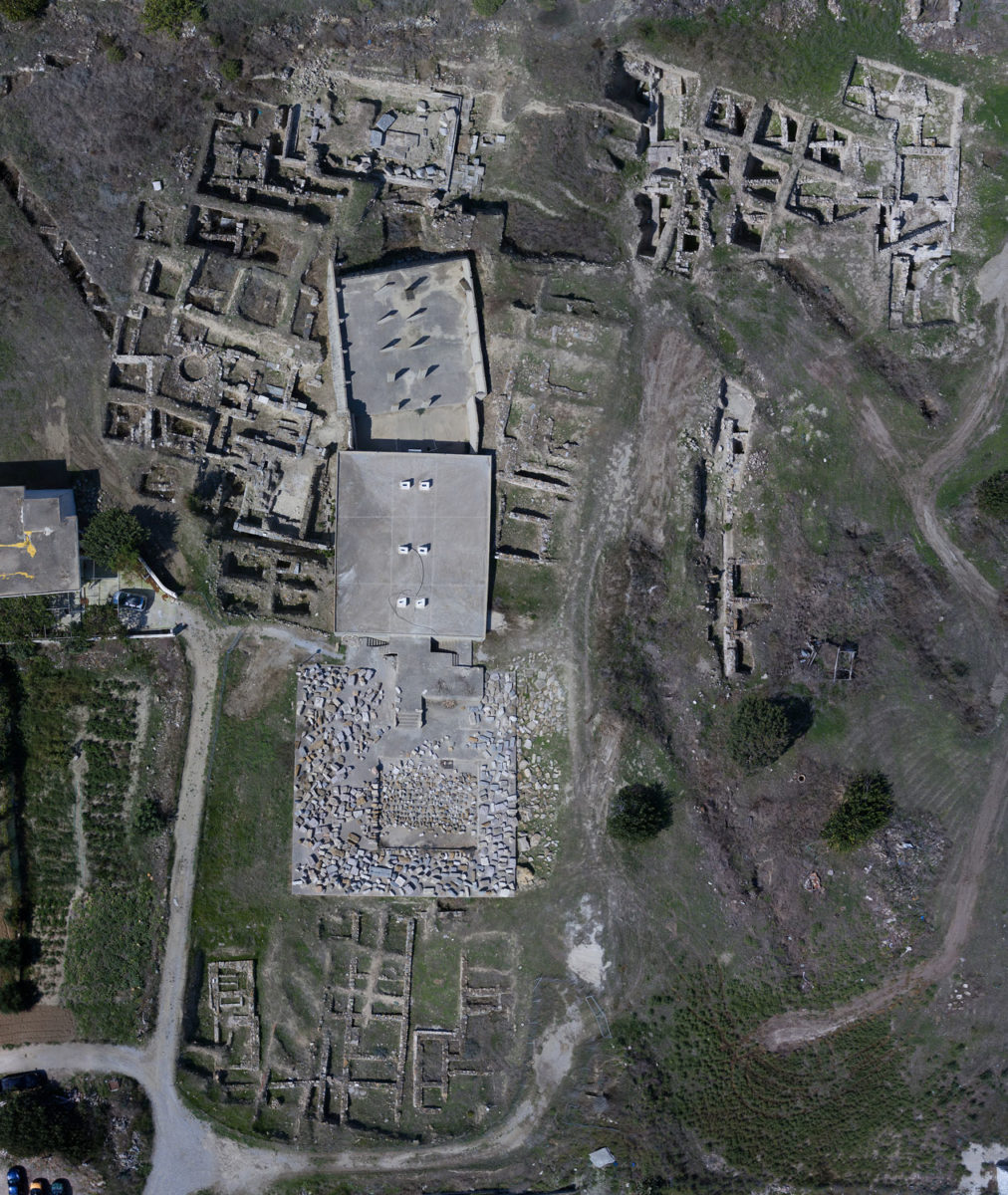 View of the excavation of the sanctuary of Pythian Apollo in Ancient Alasarna. 