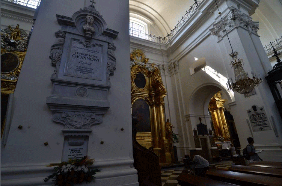 Chopin's heart is preserved here in a crypt at the Holy Cross Church in Warsaw, Poland. Photo Credit: Thomas Au, CC BY 2.0/Science Daily