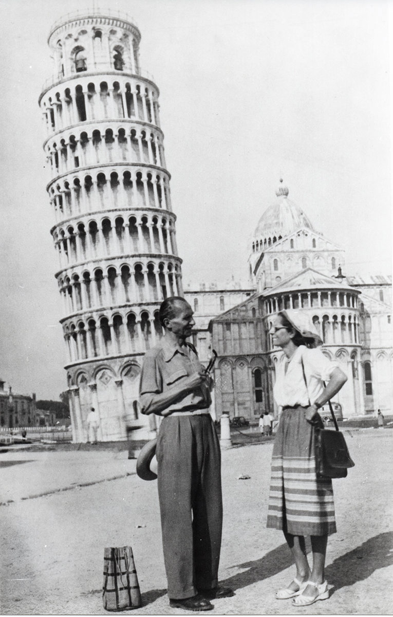 Nikos Kazantzakis with his wife, Eleni, in Pisa, 1951.