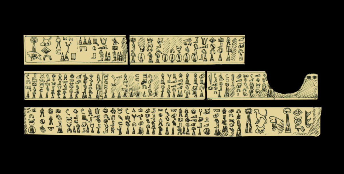 The inscription from Edremit as first reported in 1878 (upper two rows) and the one from Yazilitaş seen in 1854 (bottom row).